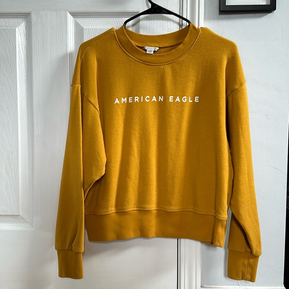 American Eagle Crewneck Sweater - Mustard - Womens Small